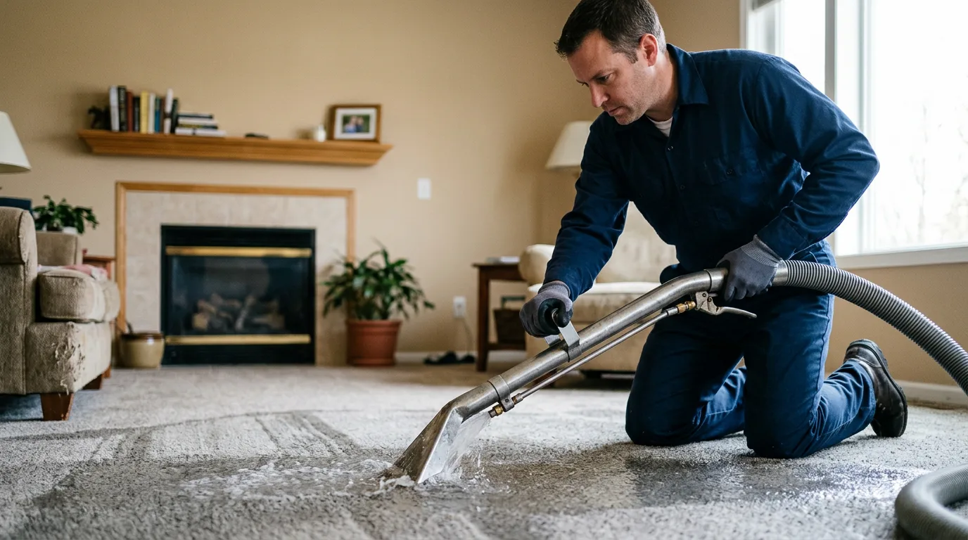 Water damage restoration technician working near Truesdale, IA